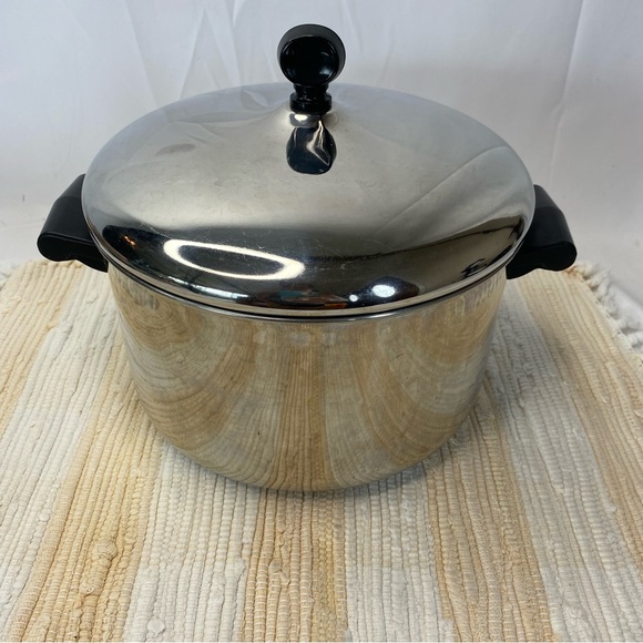 VTG FARBERWARE STAINLESS ALUMINUM CLAD 4 QT STOCKPOT w/LID #CL NYC USA HANDLES - Picture 3 of 15